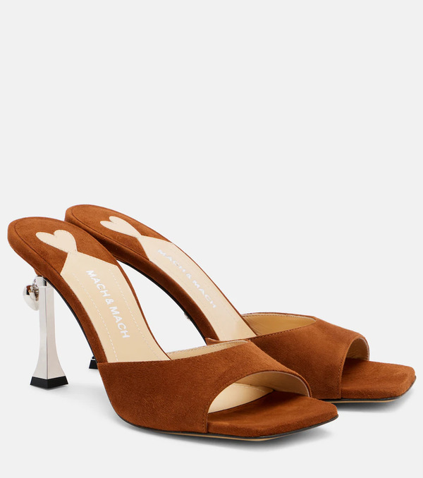  Mach & Mach Mach & Mach Puffy Heart Ring 95 Suede Mules 