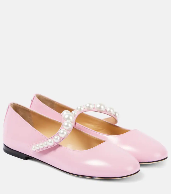  Mach & Mach Mach & Mach Sirene Faux Pearl Leather Mary Jane Flats 