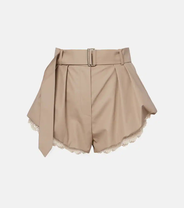  Magda Butrym Magda Butrym Belted Crochet-trimmed Cotton Micro Shorts 