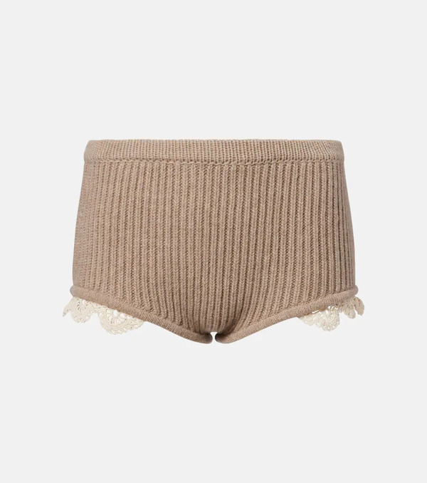  Magda Butrym Magda Butrym Crochet-trimmed Cashmere Shorts 