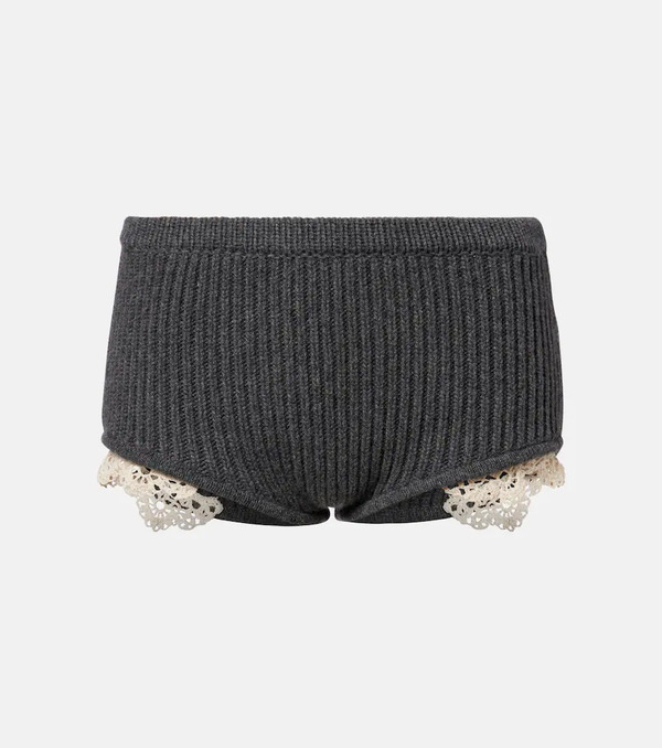  Magda Butrym Magda Butrym Crochet-trimmed Cashmere Shorts 