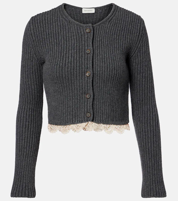  Magda Butrym Magda Butrym Cropped Crochet-trimmed Cashmere Cardigan 