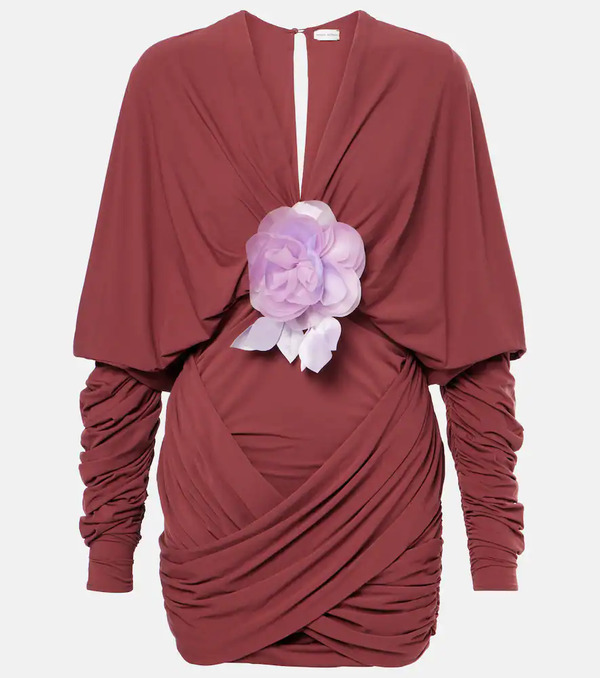  Magda Butrym Magda Butrym Draped Floral-appliquã© Jersey Minidress 