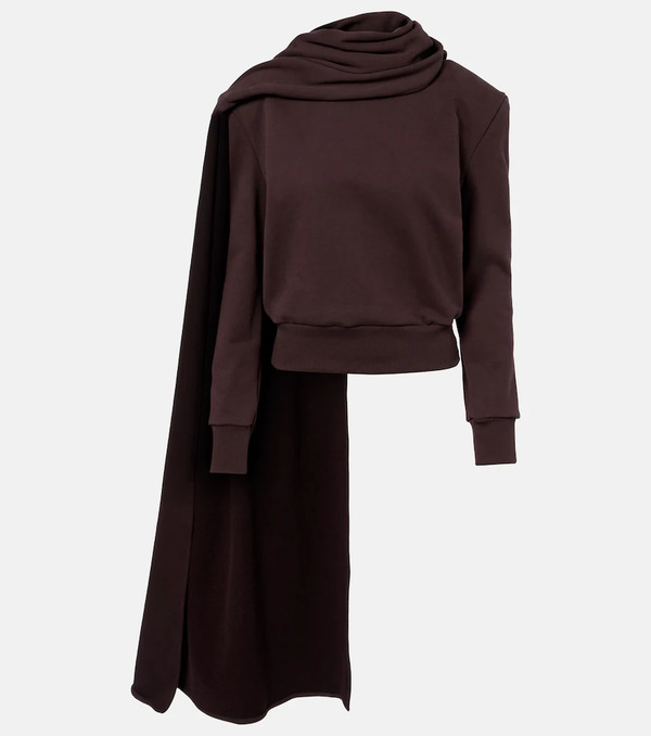  Magda Butrym Magda Butrym Draped Scarf-detail Cotton Sweatshirt 