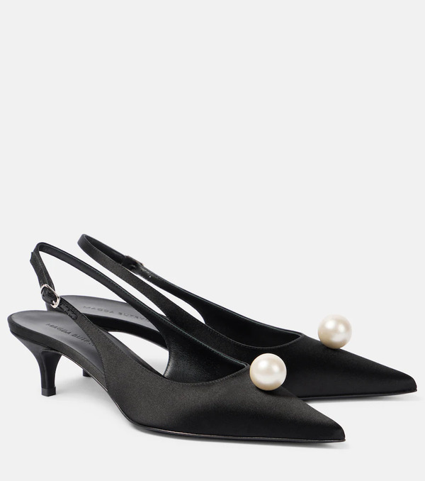  Magda Butrym Magda Butrym Embellished Satin Slingback Pumps 