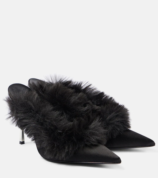  Magda Butrym Magda Butrym Faux Shearling Leather Mules 