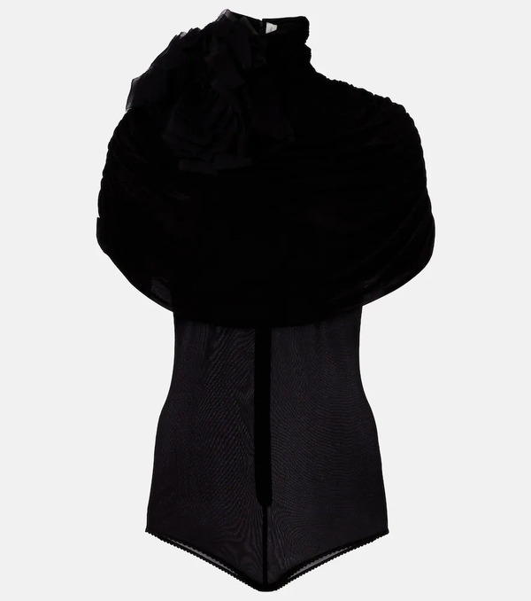  Magda Butrym Magda Butrym Floral-appliquã© Caped Bodysuit 