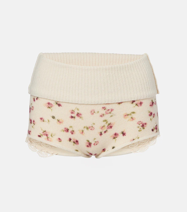  Magda Butrym Magda Butrym Floral Wool, Silk, And Cashmere Shorts 