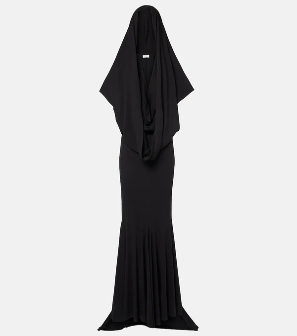  Magda Butrym Magda Butrym Hooded Silk-blend Jersey Maxi Dress 
