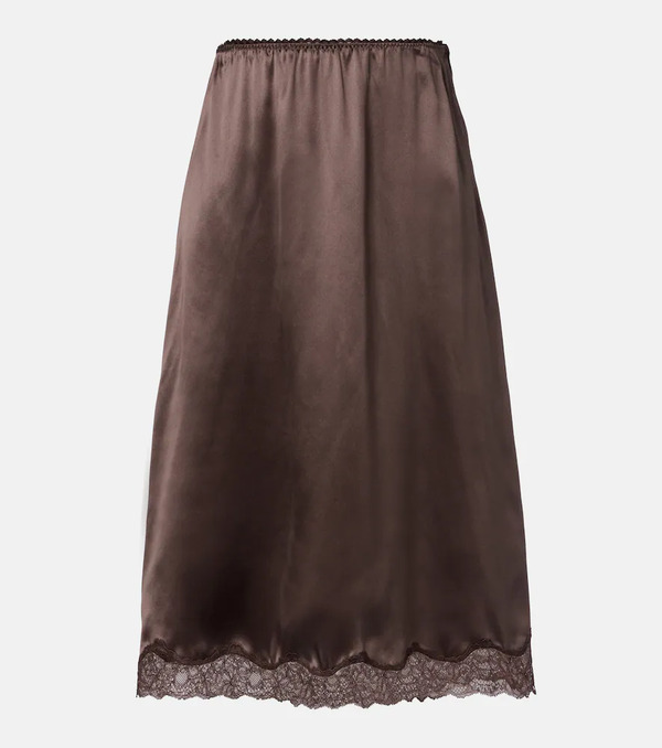  Magda Butrym Magda Butrym Lace-trimmed Silk Satin Slip Skirt 