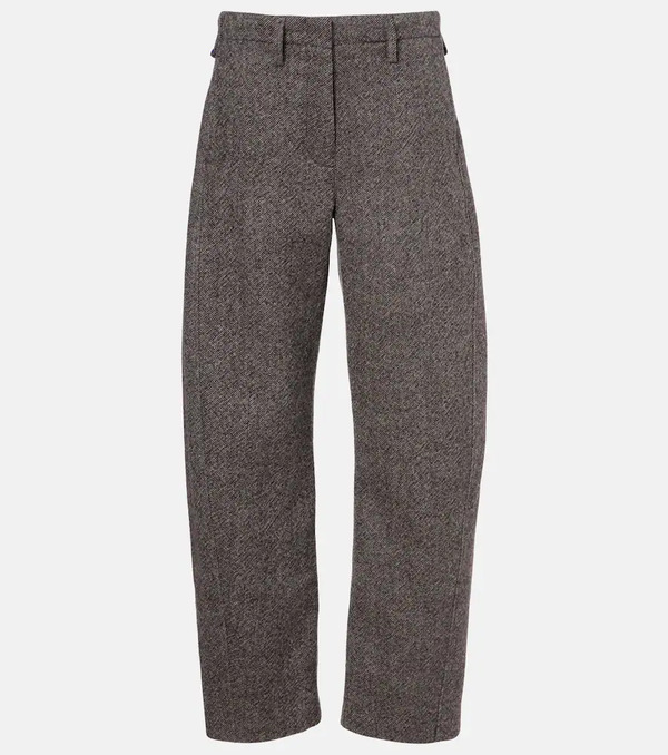  Magda Butrym Magda Butrym Low-rise Herringbone Wool-blend Barrel-leg Pants 