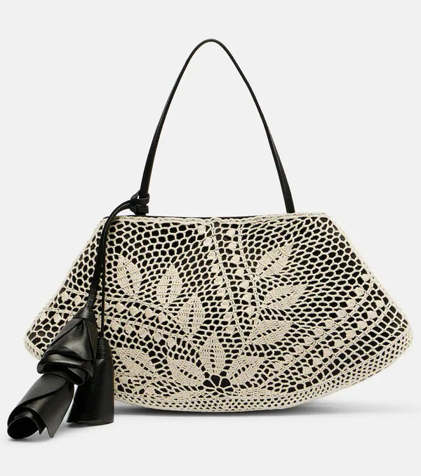  Magda Butrym Magda Butrym Maya Small Crochet Leather-trimmed Shoulder Bag 