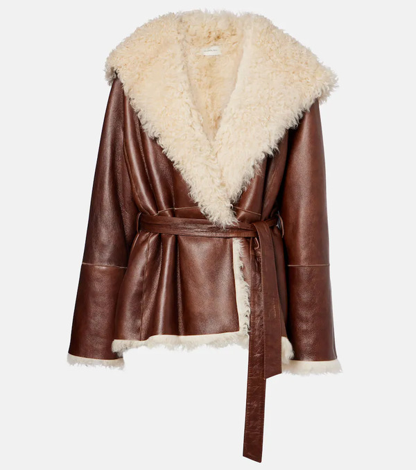  Magda Butrym Magda Butrym Shearling-trimmed Leather Jacket 
