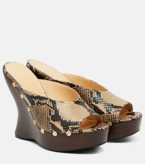  Magda Butrym Magda Butrym Snake-effect Leather Wedge Mules 
