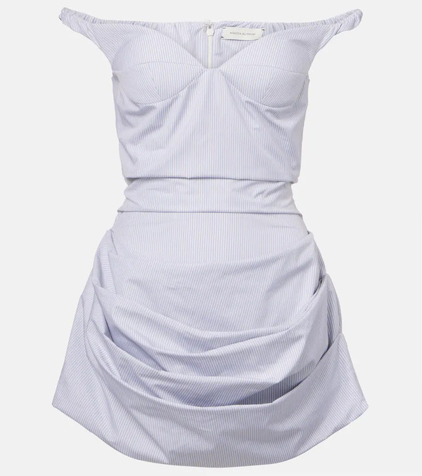  Magda Butrym Magda Butrym Striped Draped Cotton Poplin Bustier Dress 