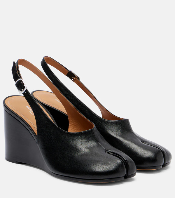  Maison Margiela Maison Margiela Tabi Leather Slingback Wedge Sandals 