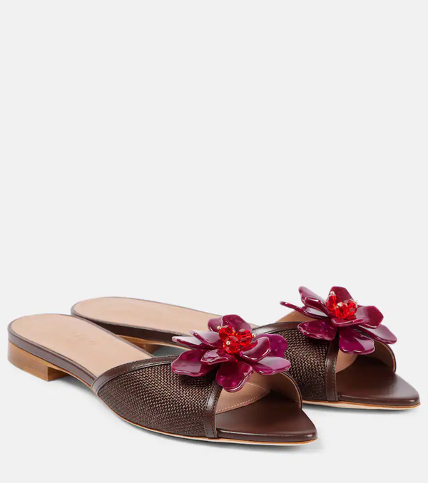  Malone Souliers Malone Souliers Cyd Crystal-embellished Raffia Slides 