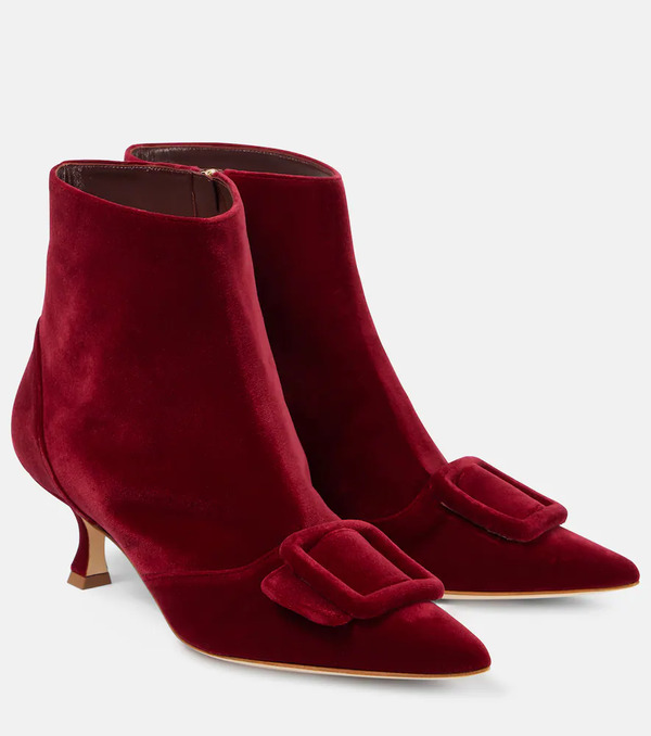  Manolo Blahnik Manolo Blahnik Baylow Velvet Ankle Boots 