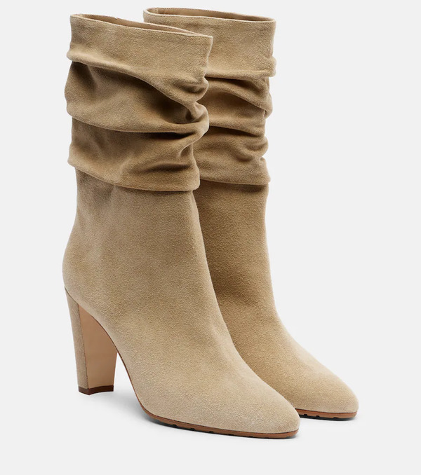  Manolo Blahnik Manolo Blahnik Calasso 90 Draped Suede Ankle Boots 