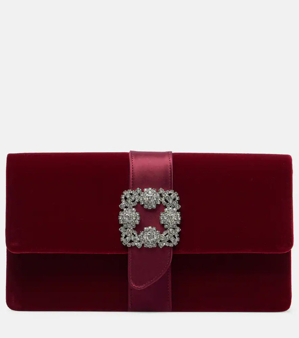  Manolo Blahnik Manolo Blahnik Capri Embellished Velvet Clutch 