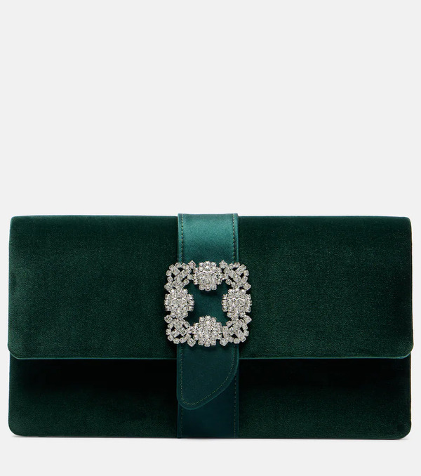 Manolo Blahnik Manolo Blahnik Capri Embellished Velvet Clutch 