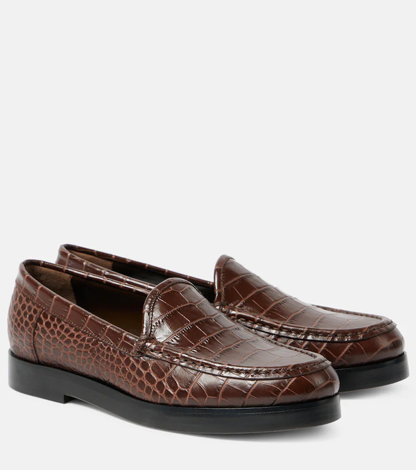  Manolo Blahnik Manolo Blahnik Dinelio Croc-effect Leather Loafers 