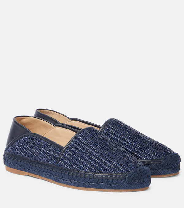  Manolo Blahnik Manolo Blahnik Espadra Leather-trimmed Raffia Espadrilles 