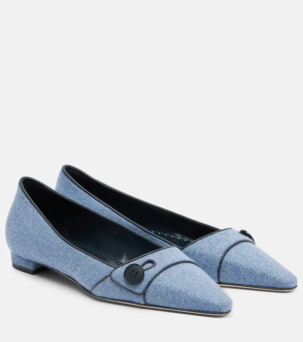  Manolo Blahnik Manolo Blahnik Lulamae Herringbone Ballet Flats 