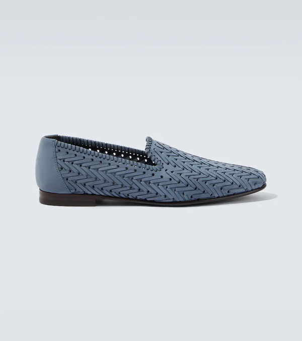  Manolo Blahnik Manolo Blahnik Mario Woven Leather Loafers 