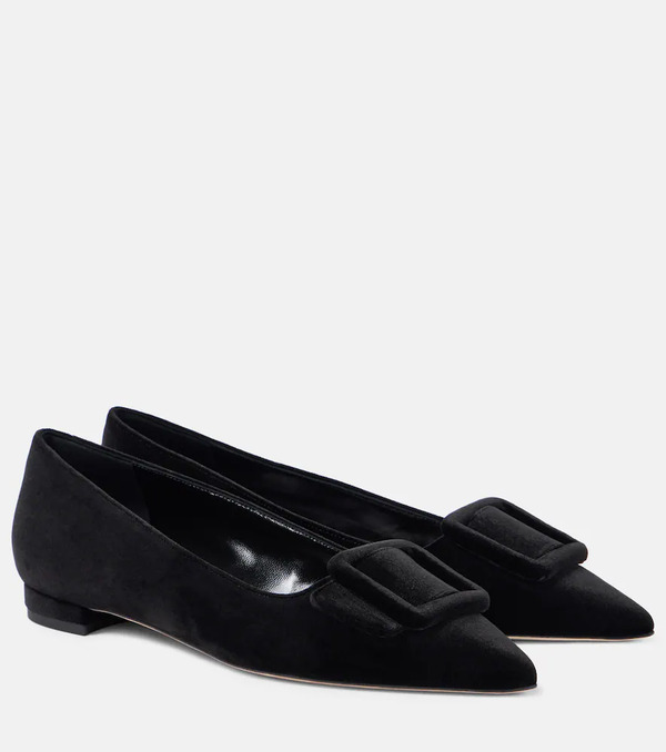  Manolo Blahnik Manolo Blahnik Maysalepumpflat Velvet Ballet Flats 