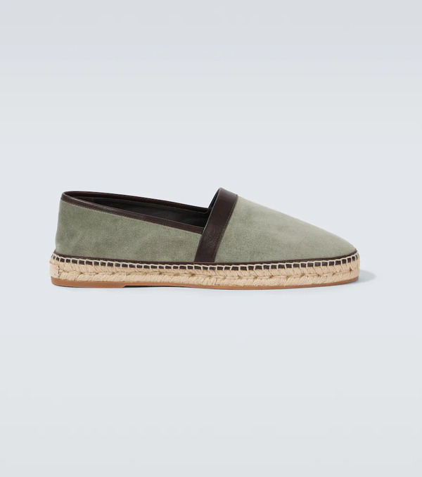  Manolo Blahnik Manolo Blahnik Nerano Leather-trimmed Suede Espadrilles 