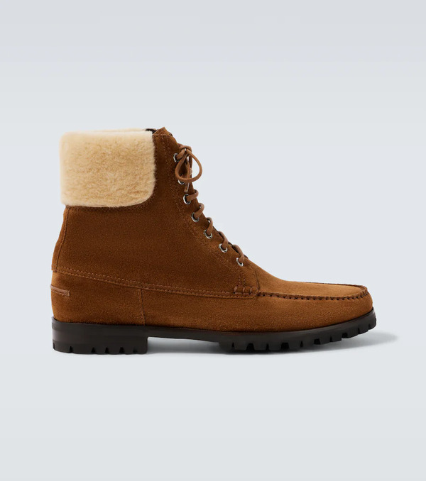  Manolo Blahnik Manolo Blahnik Sycamor Shearling-trimmed Suede Boots 