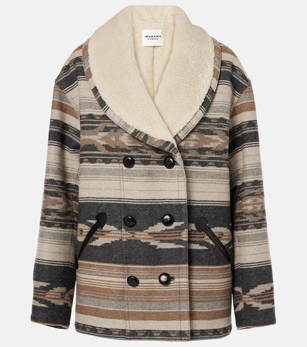  Marant Etoile Marant Etoile Dorcas Faux Shearling-trimmed Peacoat 