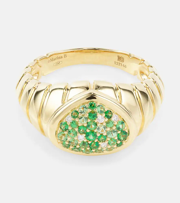 Marina B Marina B Timo 18kt Gold Ring With Tsavorites And Diamonds 