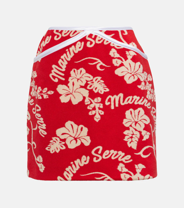  Marine Serre Marine Serre Leather-trimmed Jacquard Miniskirt 