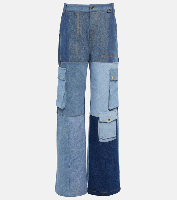  Marine Serre Marine Serre Monogram High-rise Wide-leg Jeans 