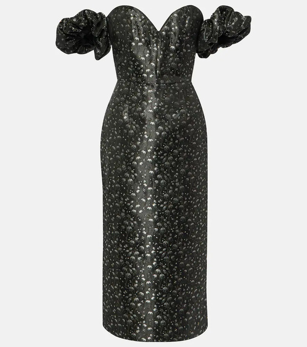  Markarian Markarian Adelaide Metallic Brocade Midi Dress 