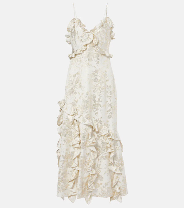  Markarian Markarian Calandra Ruffled Floral Jacquard Midi Dress 