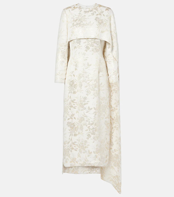  Markarian Markarian Felice Floral Caped Jacquard Midi Dress 