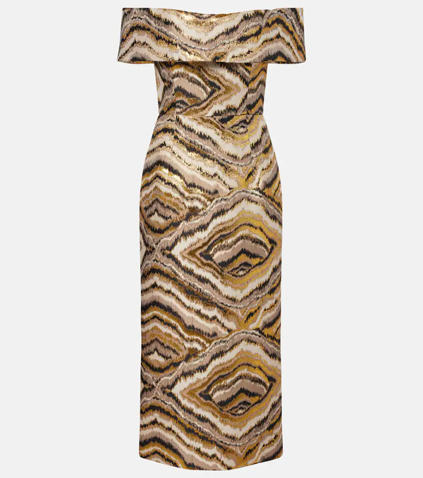  Markarian Markarian Gloria Off-shoulder Jacquard Midi Dress 