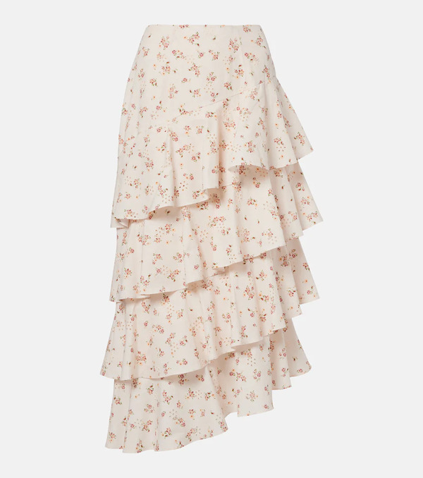  Markarian Markarian Laura Floral Tiered Cotton Midi Skirt 