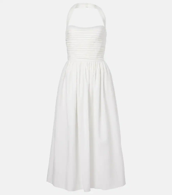  Markarian Markarian Leia Ruched Embroidered Cotton Midi Dress 