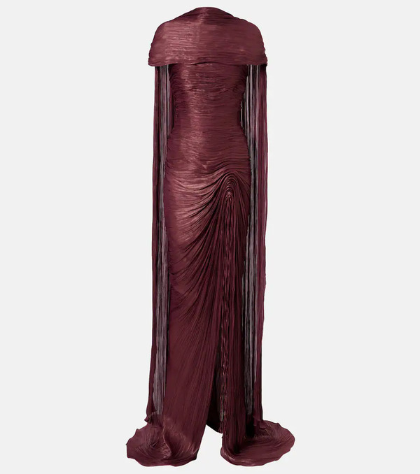  Marmar Halim Marmar Halim Draped Pleated Scarf-detail Gown 