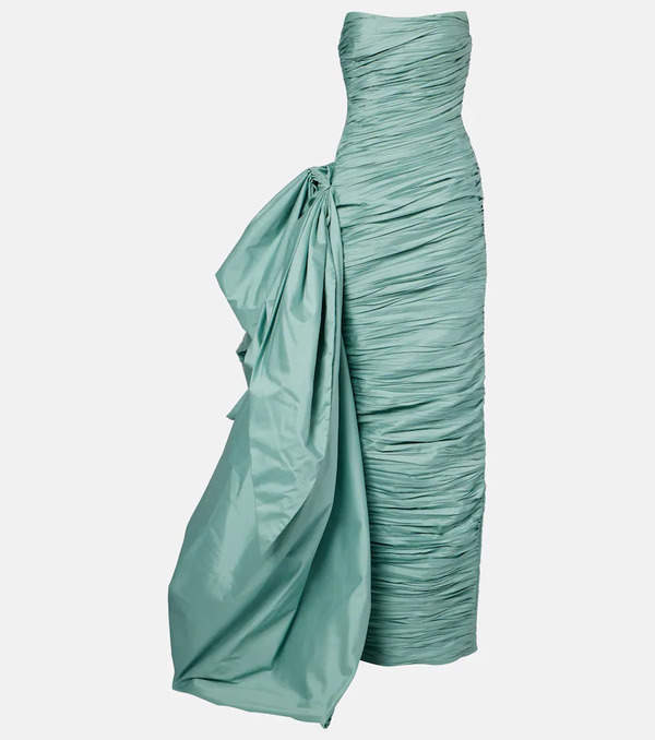  Marmar Halim Marmar Halim Draped Pleated Taffeta Bustier Gown 