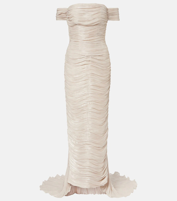  Marmar Halim Marmar Halim Off-shoulder Pleated Bustier Gown 