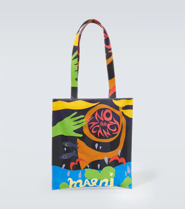  Marni Marni X No Vacancy Inn Printed Canvas Tote Bag 