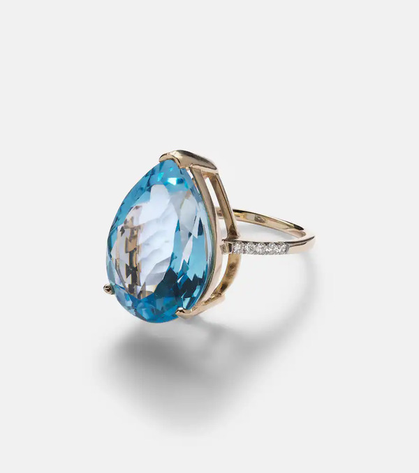  Mateo Mateo 14kt Gold Ring With Topaz And Diamonds 