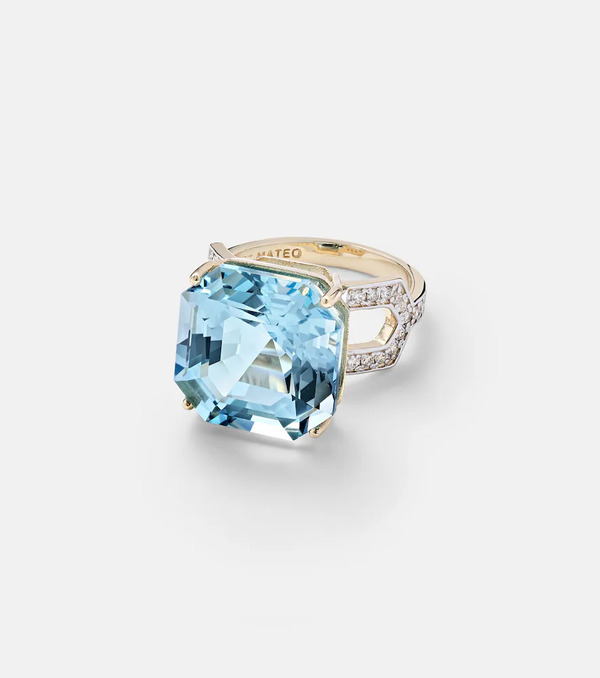  Mateo Mateo 14kt Gold Ring With Topaz And Diamonds 