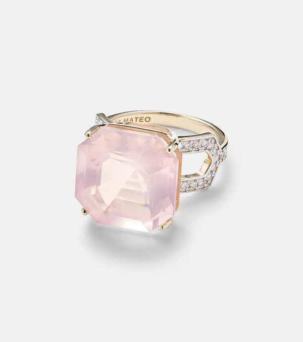  Mateo Mateo 14kt Gold Ring With Topaz And Diamonds 