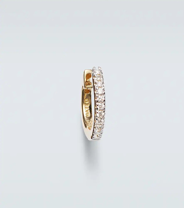  Mateo Mateo 14kt Gold Single Hoop Earring With Diamonds 